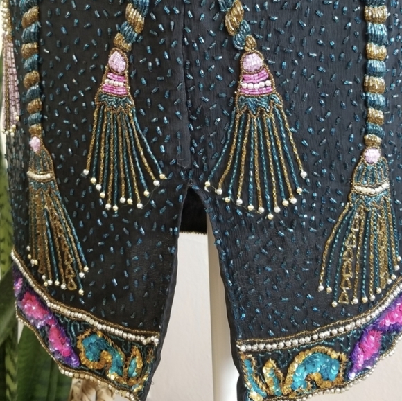 VTG 80s Sweelo Sequin + Bead Tassel Dress - Picture 5 of 8